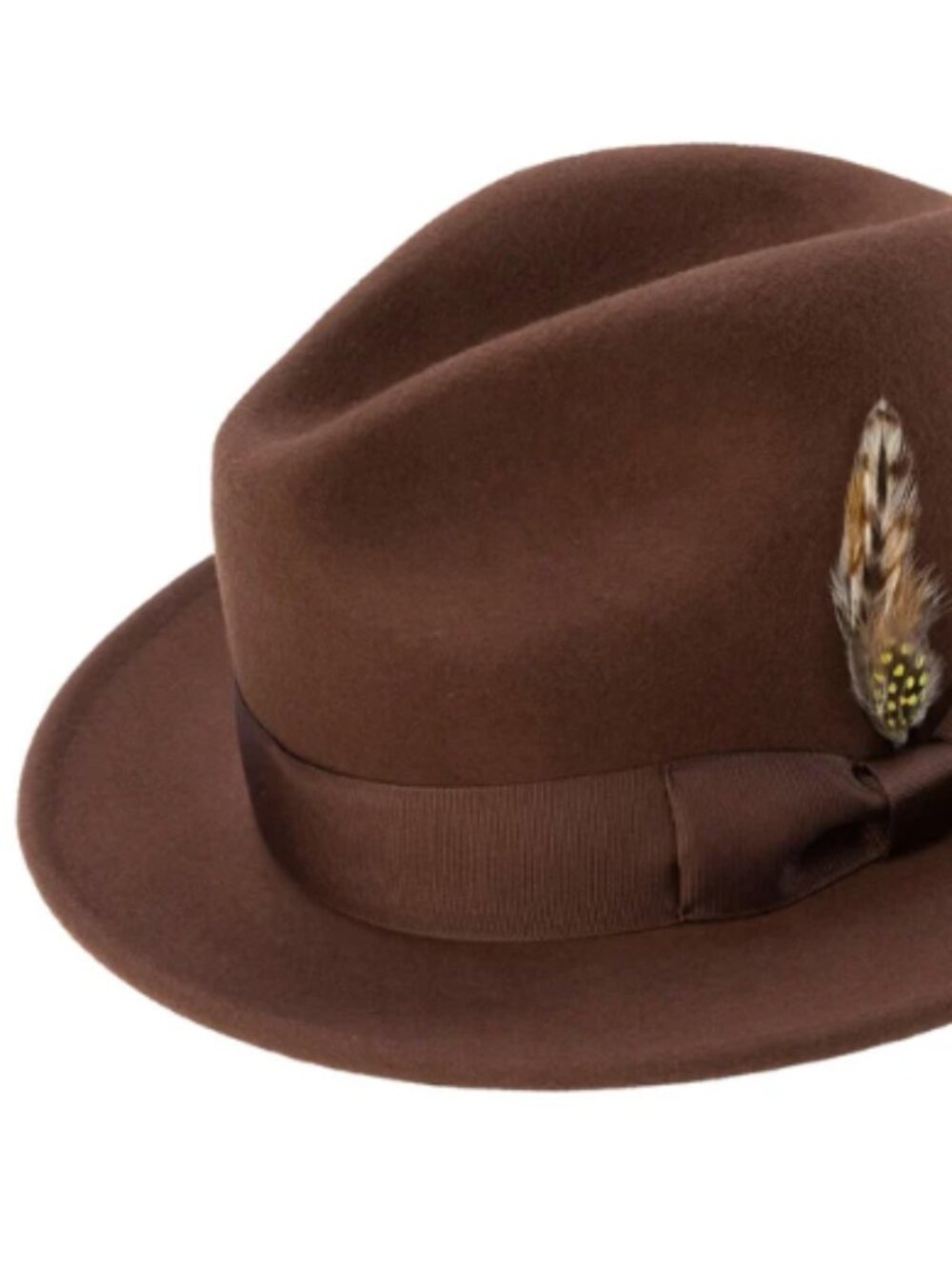 BROWN Lightfelt wool felt pinch crown fedora hat by Montique  H-60 - Picture 2 of 3